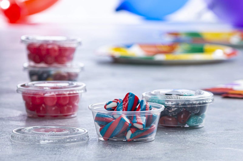PlastiMade Clear Disposable Plastic Portion Cups With Lids (200 Sets - 3.25 Oz) - Disposable Condiment Cups, Sauce/Dip/Dressing Cups, Souffle Cups & Jello Shot Cups With Lids | Grea - Image 5